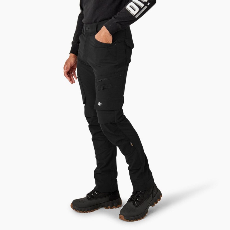 Men's Dickies FLEX Slim Fit Double Knee Tapered Pants Black | 038621PLC