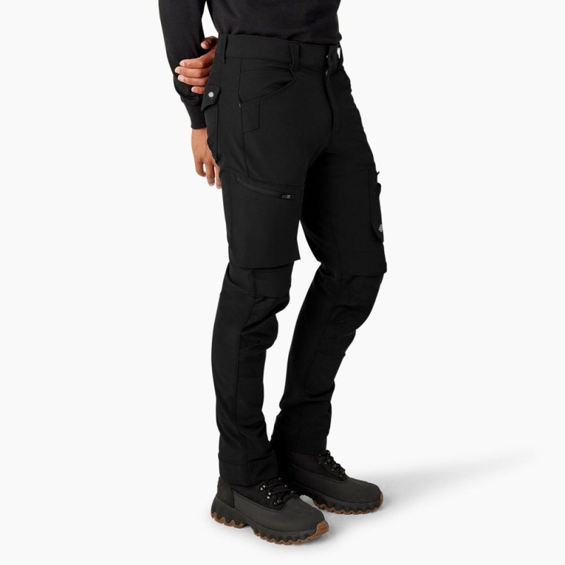 Men's Dickies FLEX Slim Fit Double Knee Tapered Pants Black | 038621PLC