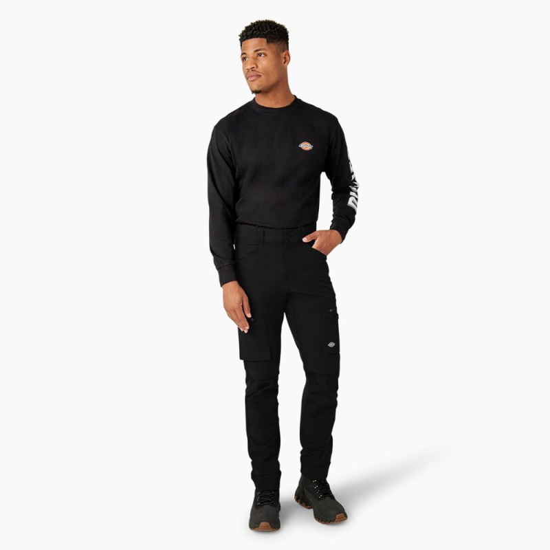 Men's Dickies FLEX Slim Fit Double Knee Tapered Pants Black | 038621PLC