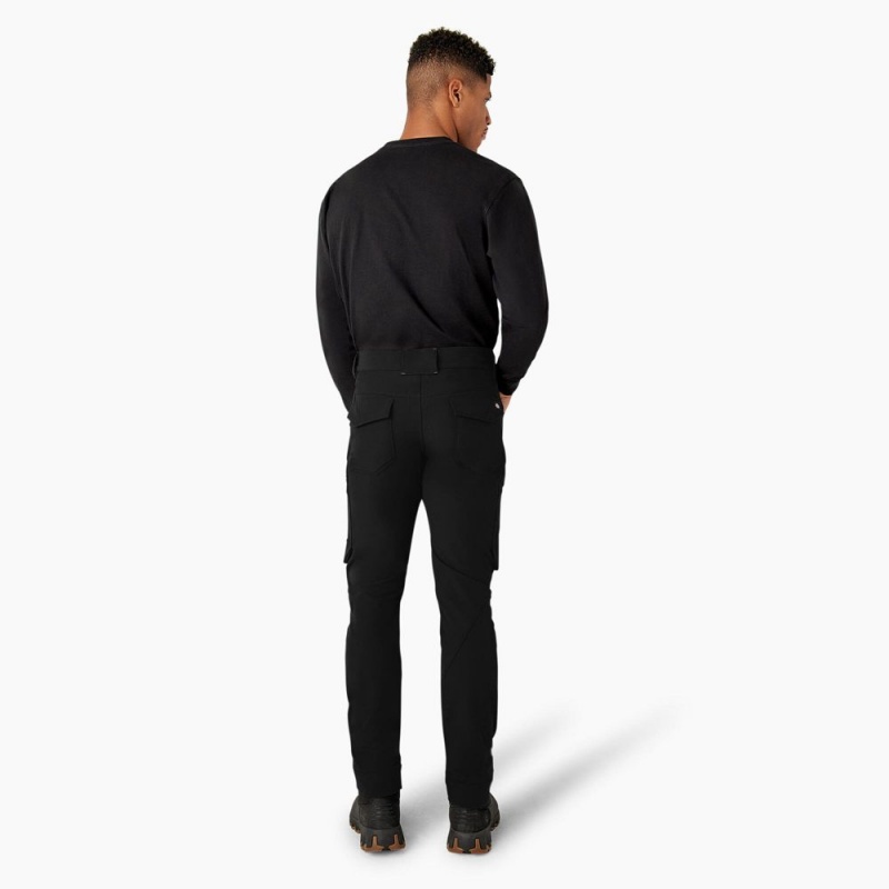 Men's Dickies FLEX Slim Fit Double Knee Tapered Pants Black | 038621PLC