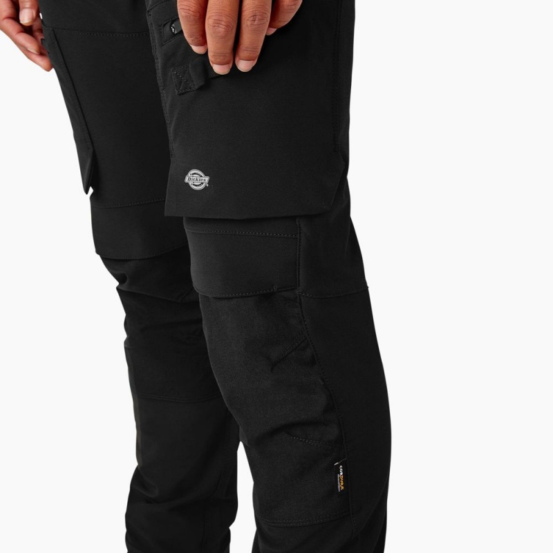 Men's Dickies FLEX Slim Fit Double Knee Tapered Pants Black | 038621PLC