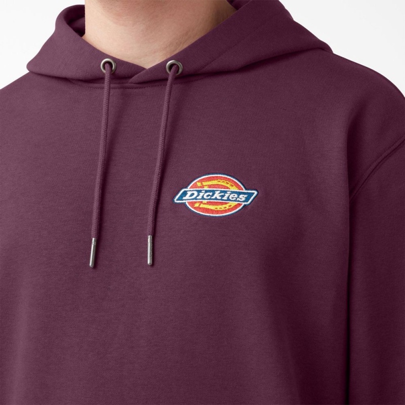 Men's Dickies Fleece Embroidered Chest Logo Hoodie Purple | 423859NYM