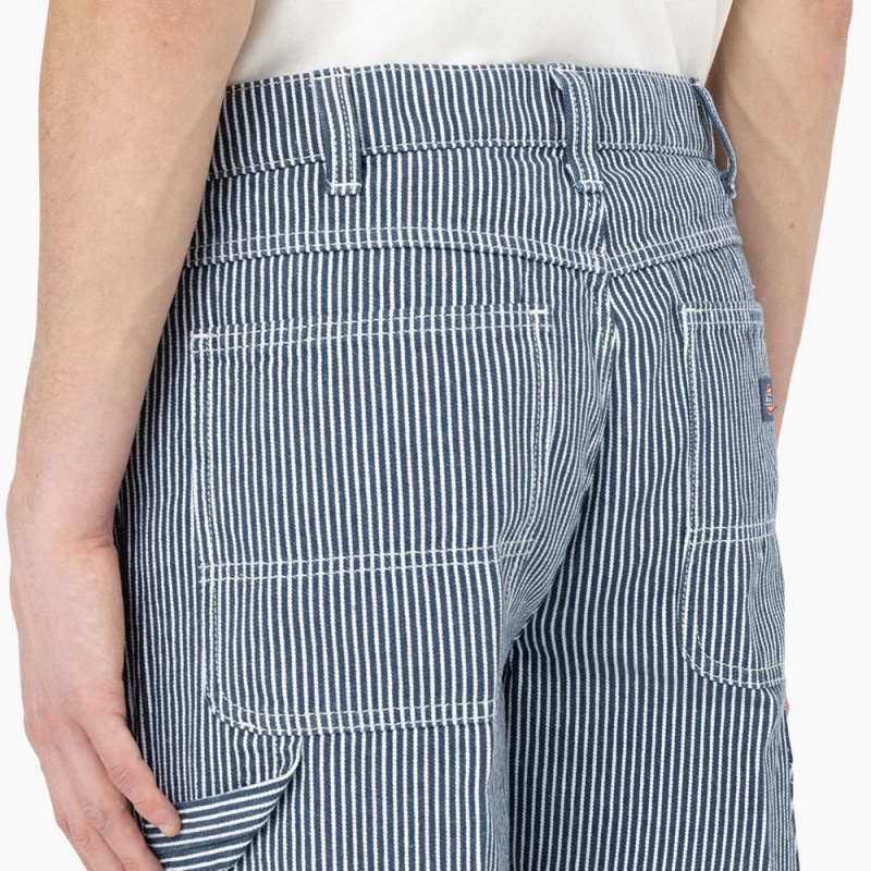 Men's Dickies Garyville Regular Fit Hickory Stripe Carpenter Pants Blue | 703284GVU