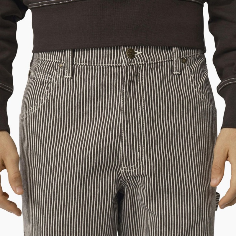 Men's Dickies Garyville Regular Fit Hickory Stripe Carpenter Pants Grey | 342860CWE