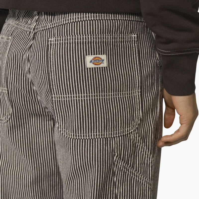 Men's Dickies Garyville Regular Fit Hickory Stripe Carpenter Pants Grey | 342860CWE