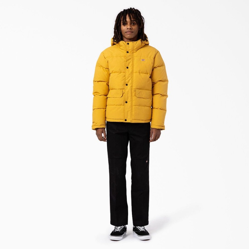 Men's Dickies Glacier View Anorak Puffer Jacket Yellow | 047658UJH