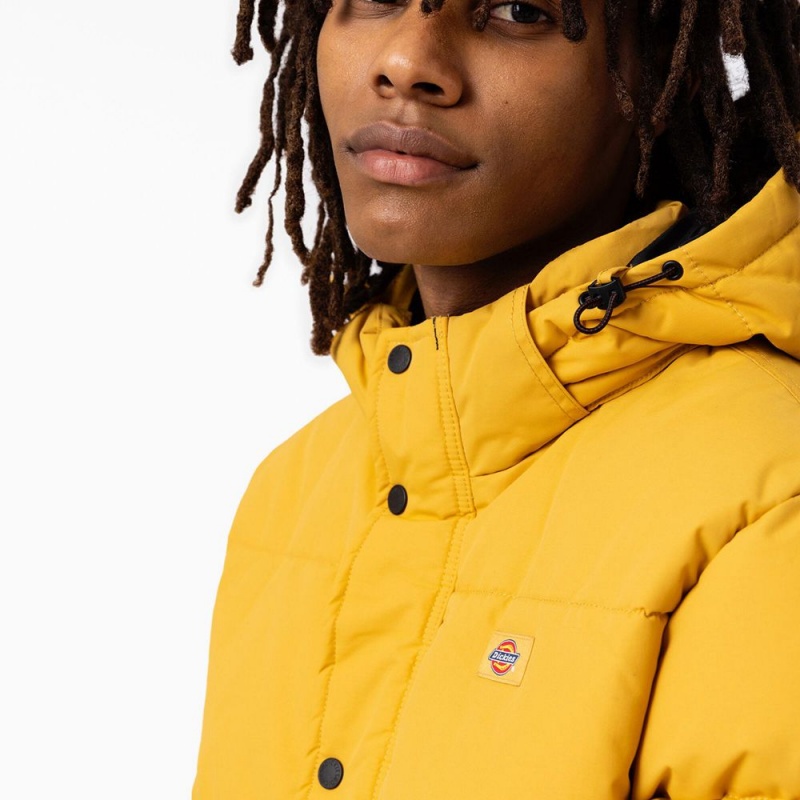 Men's Dickies Glacier View Anorak Puffer Jacket Yellow | 047658UJH