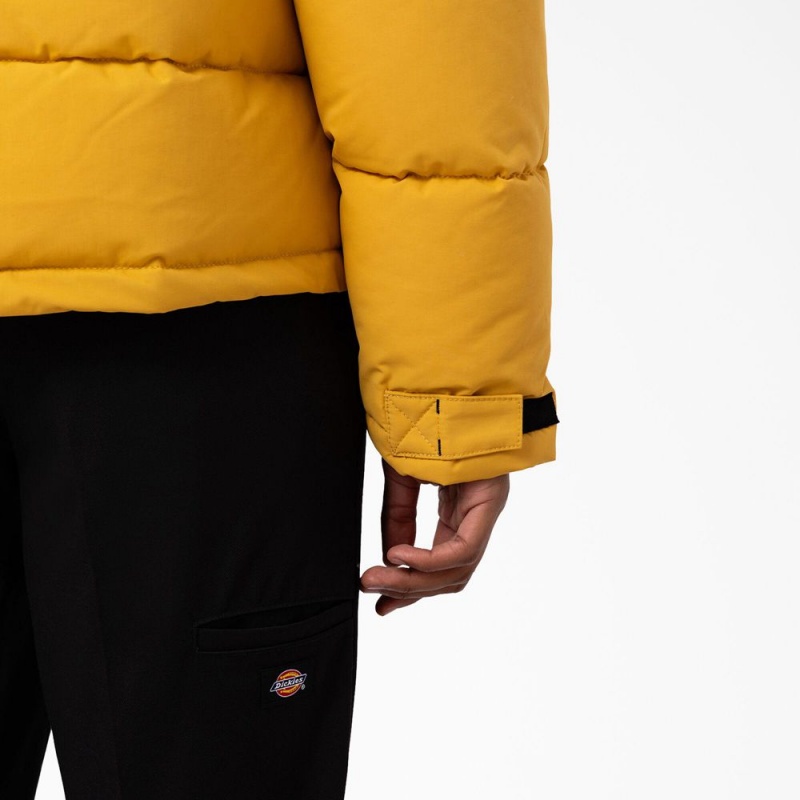 Men's Dickies Glacier View Anorak Puffer Jacket Yellow | 047658UJH