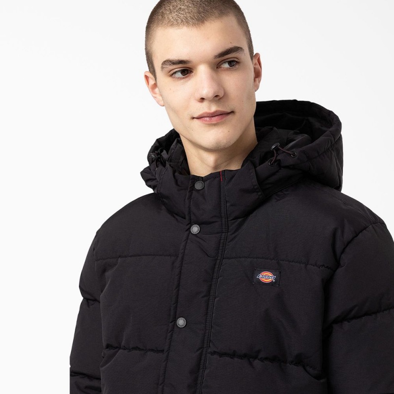 Men's Dickies Glacier View Anorak Puffer Jacket Black | 731584HKX