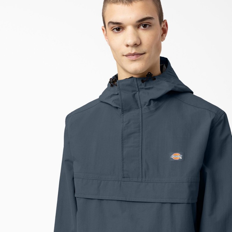 Men's Dickies Glacier View Anorak Pullover Jacket Blue | 356084LYK