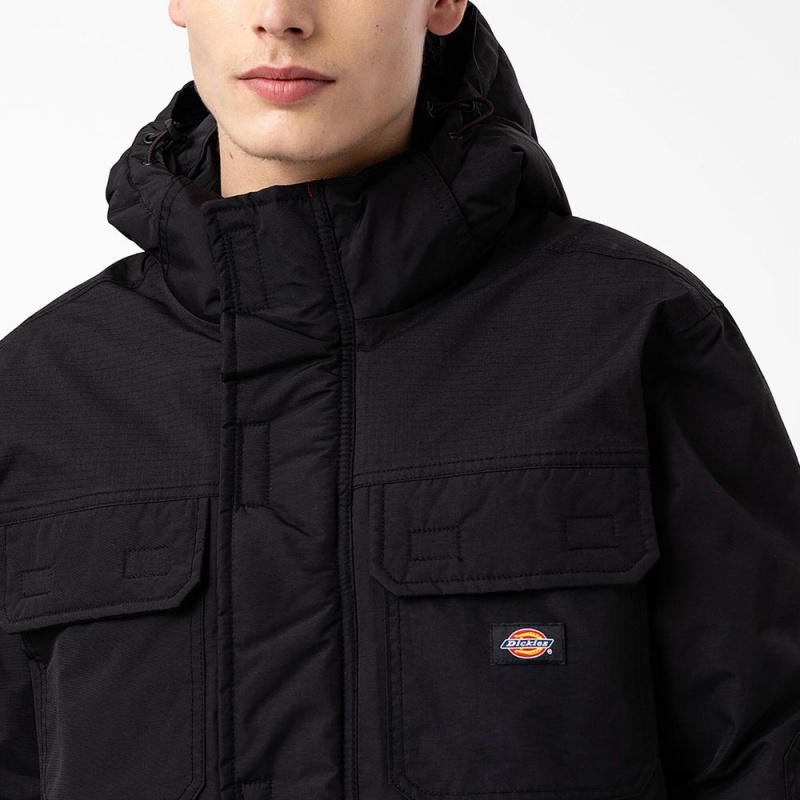 Men's Dickies Glacier View Expedition Parka Jacket Black | 781409GLZ