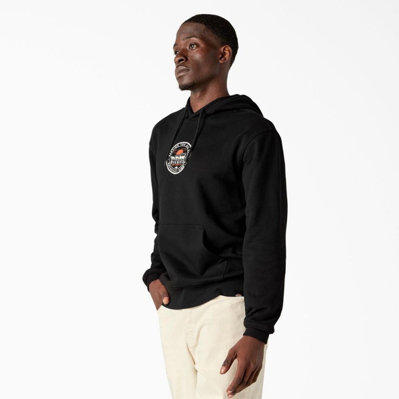 Men's Dickies Greensburg Graphic Hoodie Black | 379051BYO