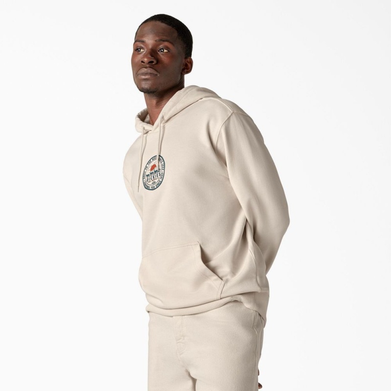 Men's Dickies Greensburg Graphic Hoodie Beige | 527406LDJ