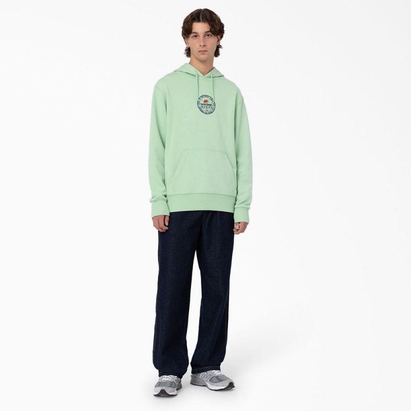 Men's Dickies Greensburg Graphic Hoodie Green | 829103ILS