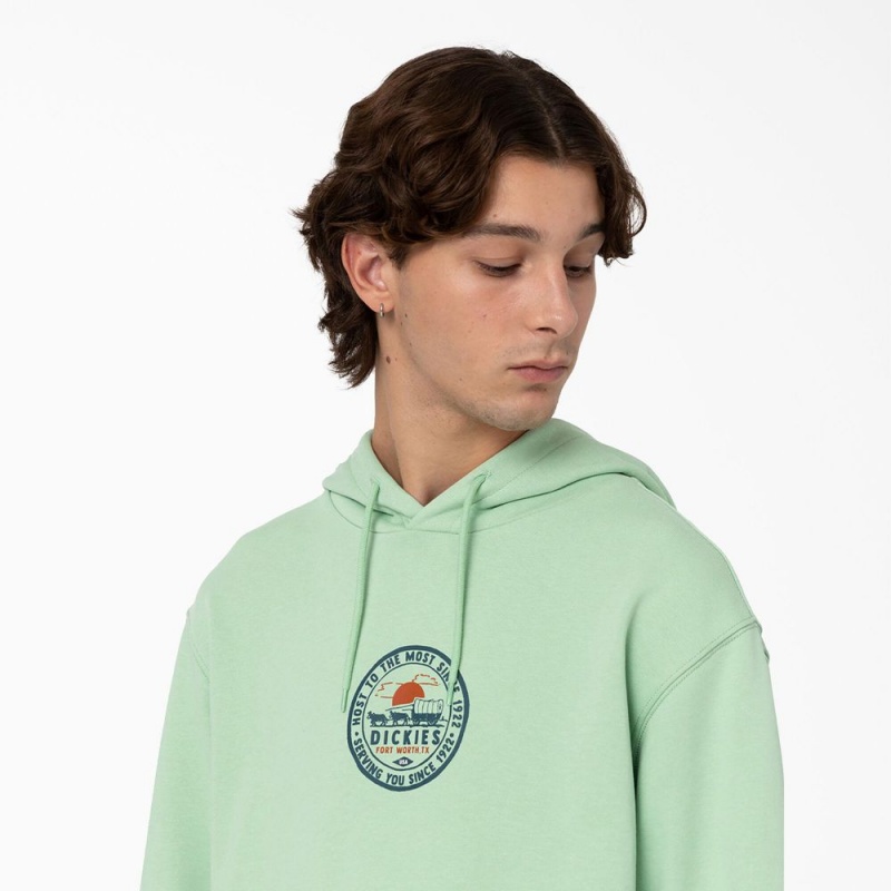 Men's Dickies Greensburg Graphic Hoodie Green | 829103ILS