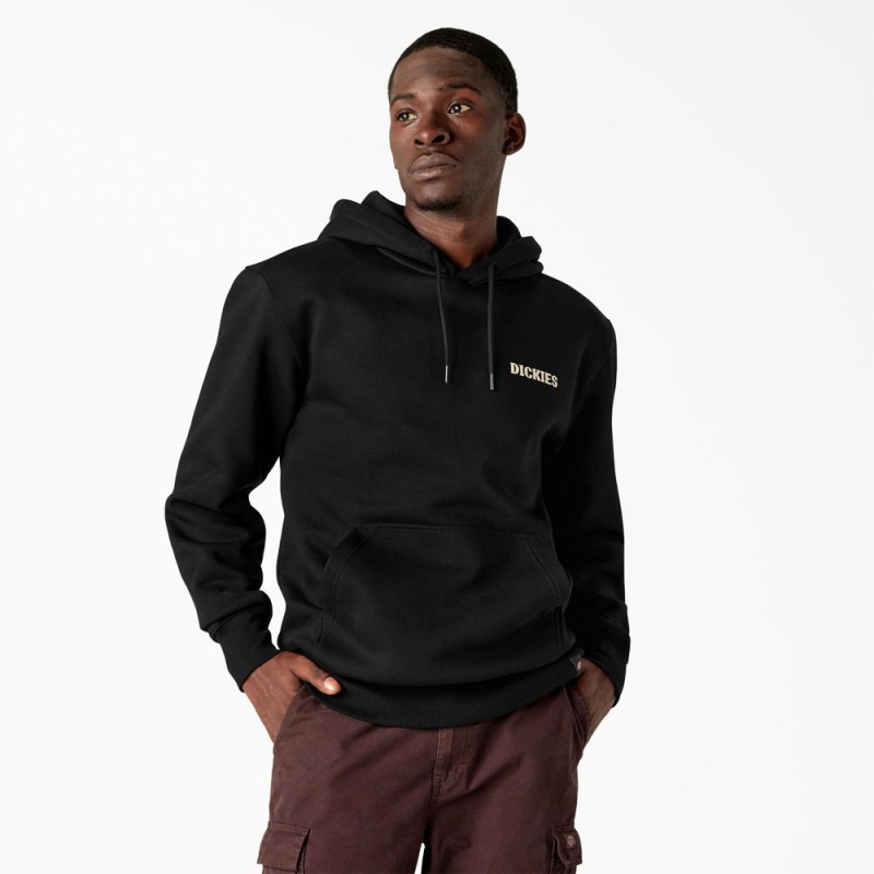 Men's Dickies Hays Graphic Hoodie Black | 358679NHY