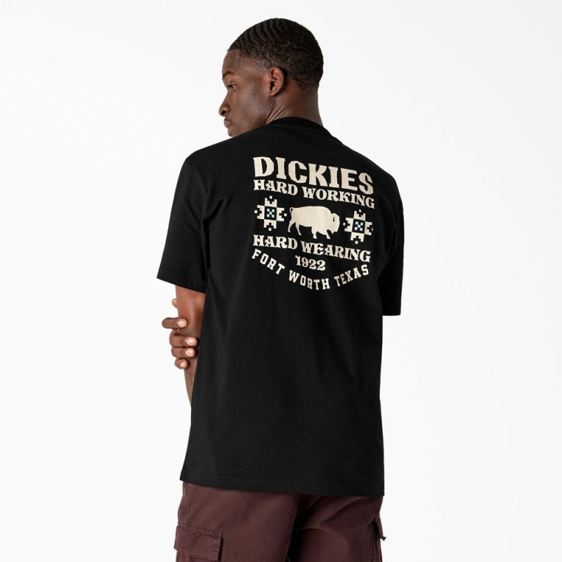 Men\'s Dickies Hays Graphic T-Shirt Black | 087923NYS