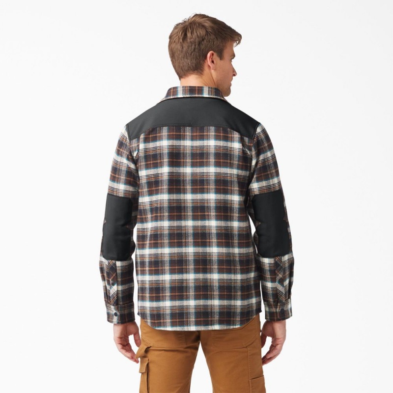 Men's Dickies Heavyweight Brawny Flannel Shirt Brown | 306275DFG