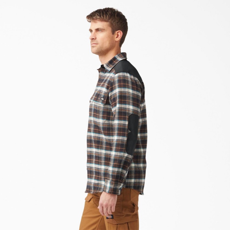 Men's Dickies Heavyweight Brawny Flannel Shirt Brown | 306275DFG