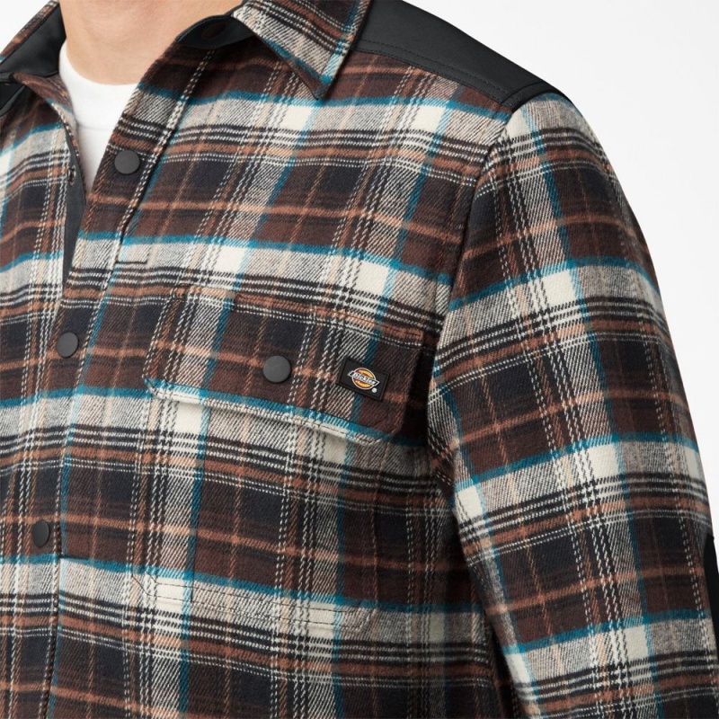 Men's Dickies Heavyweight Brawny Flannel Shirt Brown | 306275DFG