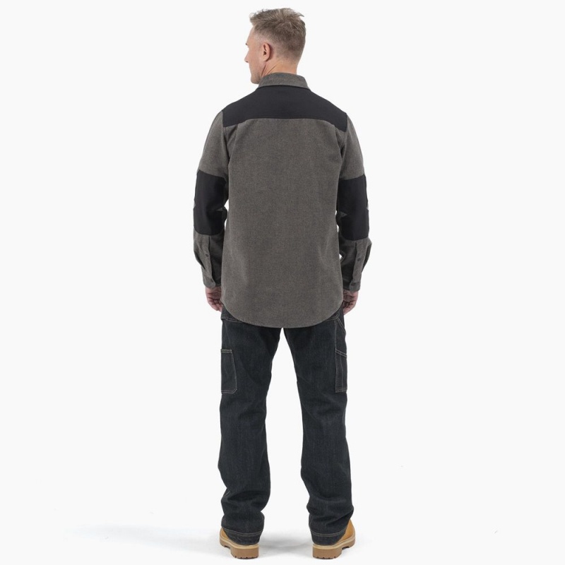 Men's Dickies Heavyweight Brawny Flannel Shirt Grey | 279301MVY