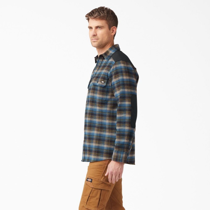 Men's Dickies Heavyweight Brawny Flannel Shirt Blue | 453790MOJ