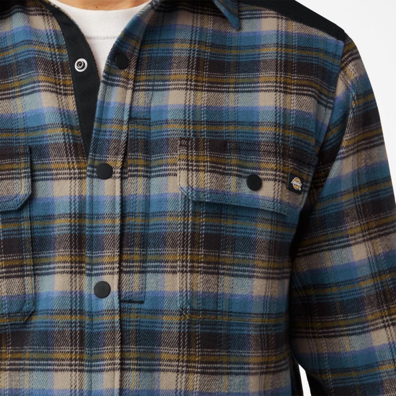 Men's Dickies Heavyweight Brawny Flannel Shirt Blue | 453790MOJ