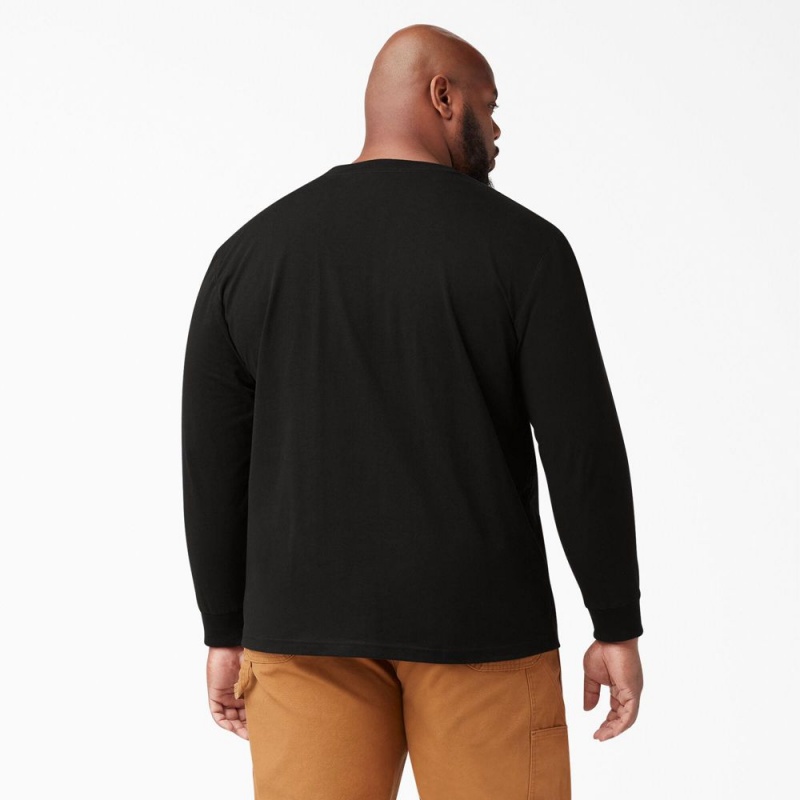 Men's Dickies Heavyweight Long Sleeve Pocket T-Shirt Black | 245638BEZ