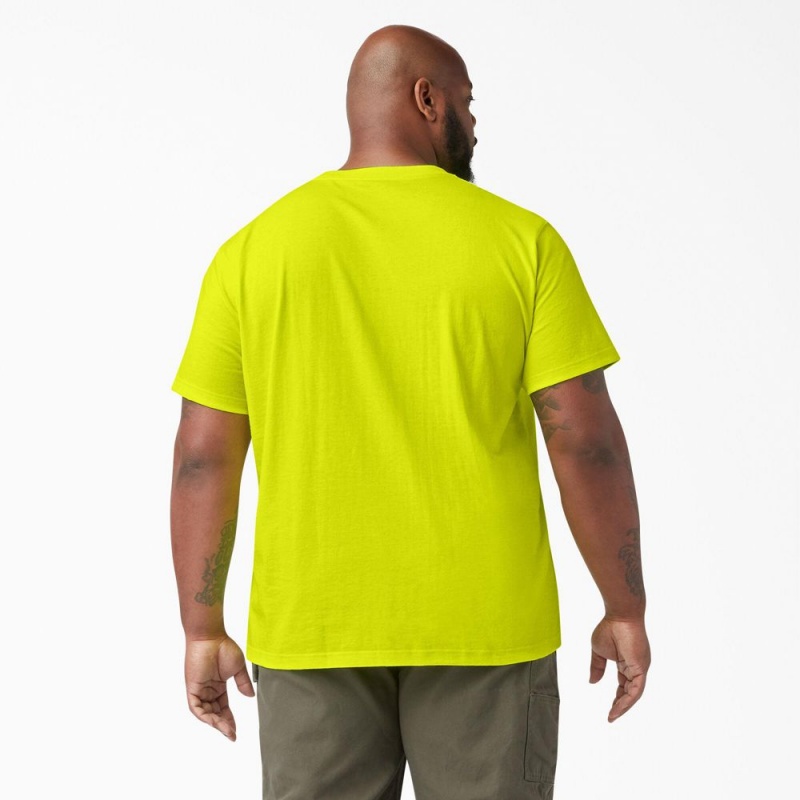 Men's Dickies Heavyweight Neon Short Sleeve Pocket T-Shirt Green | 495160ABQ