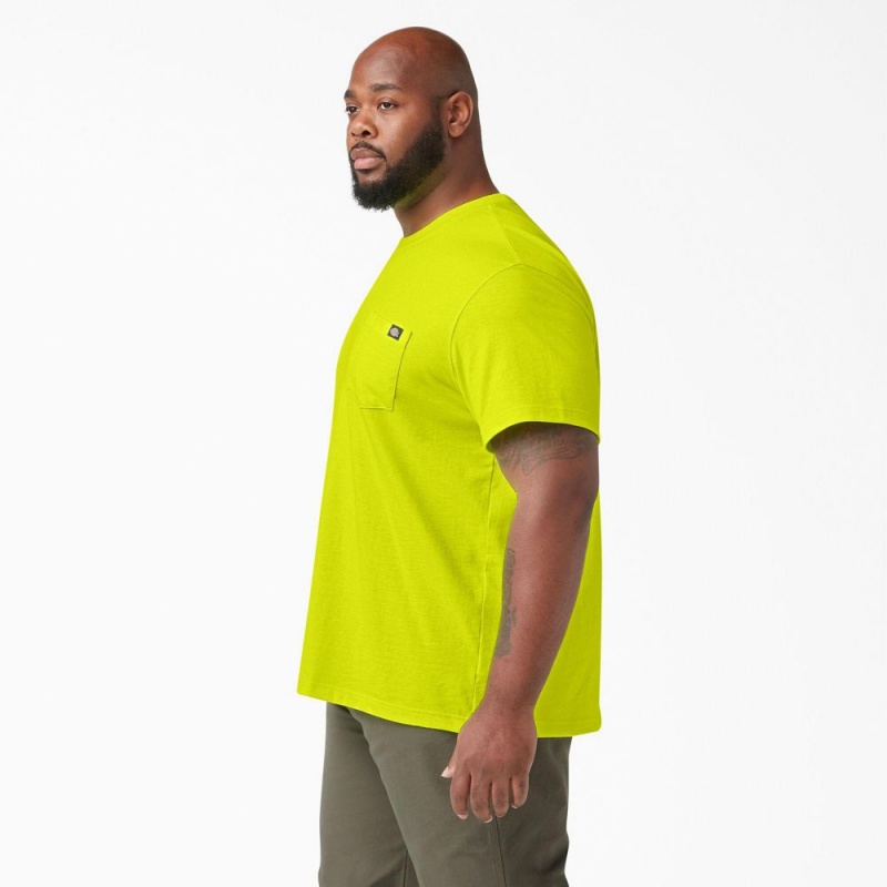 Men's Dickies Heavyweight Neon Short Sleeve Pocket T-Shirt Green | 495160ABQ