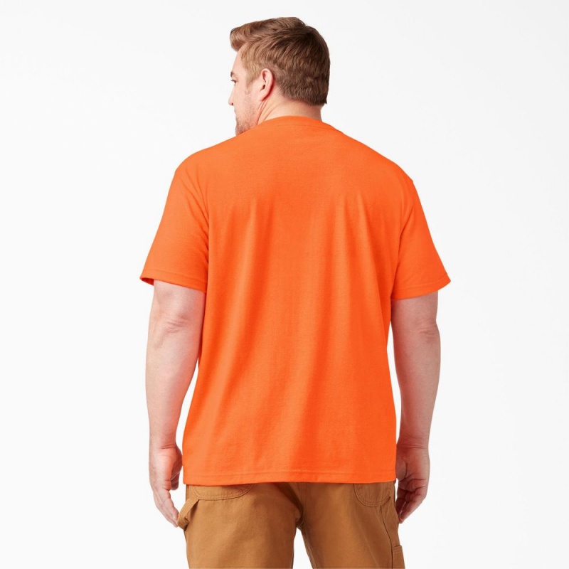 Men's Dickies Heavyweight Neon Short Sleeve Pocket T-Shirt Orange | 546710YTU