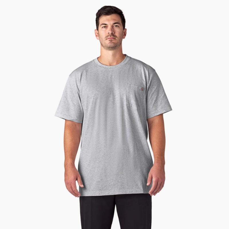 Men's Dickies Heavyweight Short Sleeve Pocket T-Shirt Grey | 396487OMB