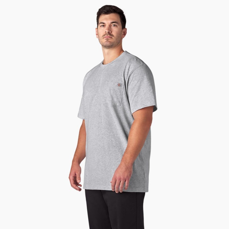 Men's Dickies Heavyweight Short Sleeve Pocket T-Shirt Grey | 396487OMB