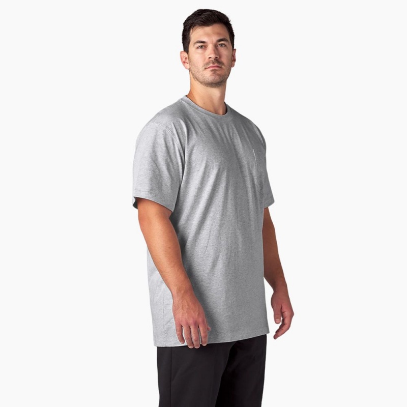 Men's Dickies Heavyweight Short Sleeve Pocket T-Shirt Grey | 396487OMB