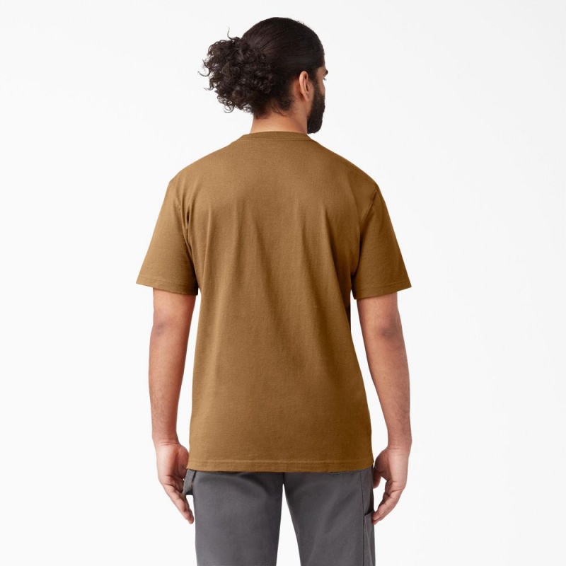 Men's Dickies Heavyweight Short Sleeve Pocket T-Shirt Brown | 371658LNK