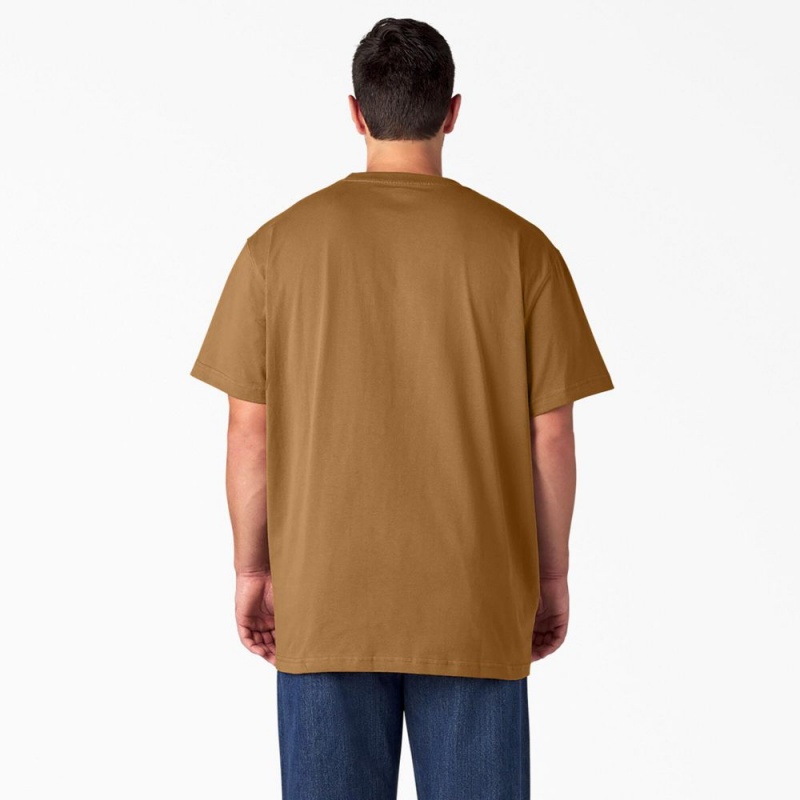 Men's Dickies Heavyweight Short Sleeve Pocket T-Shirt Brown | 371658LNK