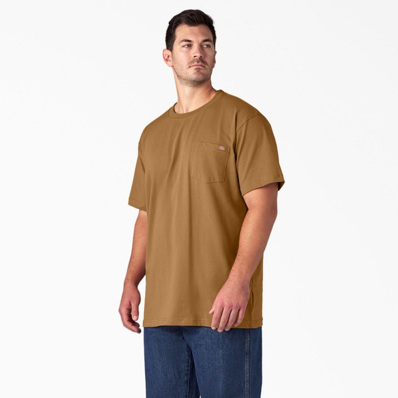 Men's Dickies Heavyweight Short Sleeve Pocket T-Shirt Brown | 371658LNK