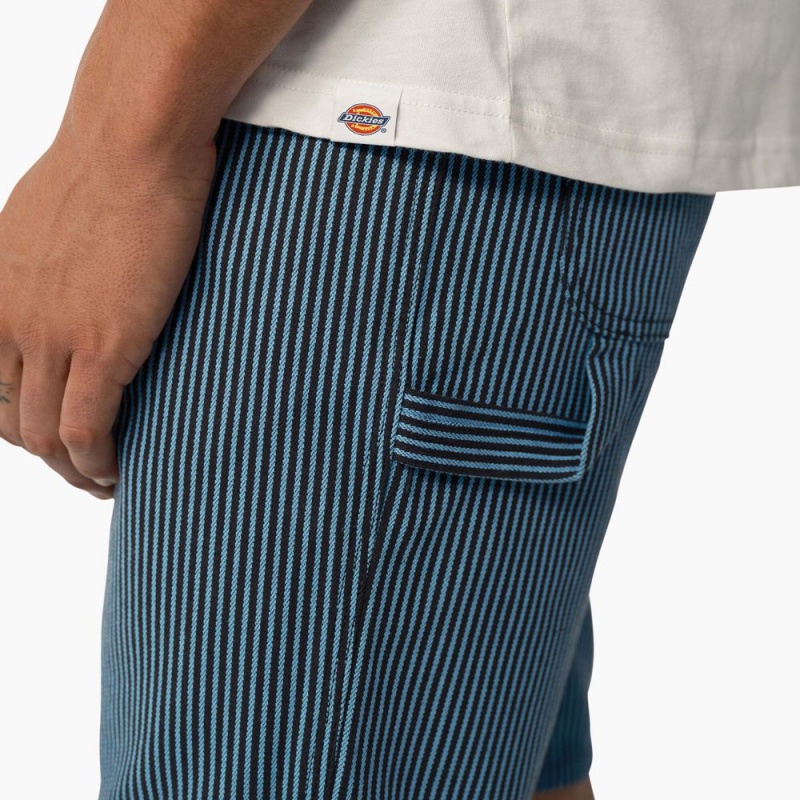 Men's Dickies Hickory Stripe Carpenter Shorts Blue | 193528KBY