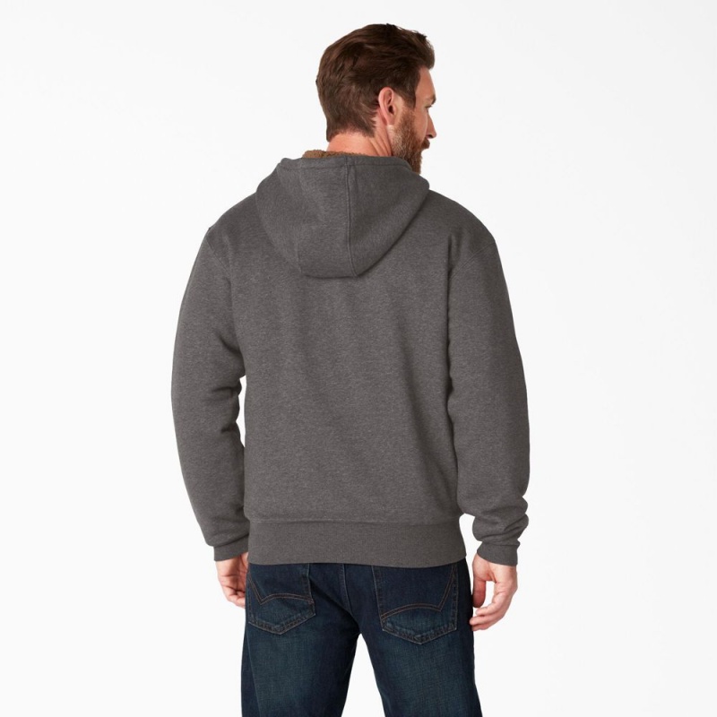 Men's Dickies High Pile Fleece Lined Full Zip Hoodie Grey | 530487VXC