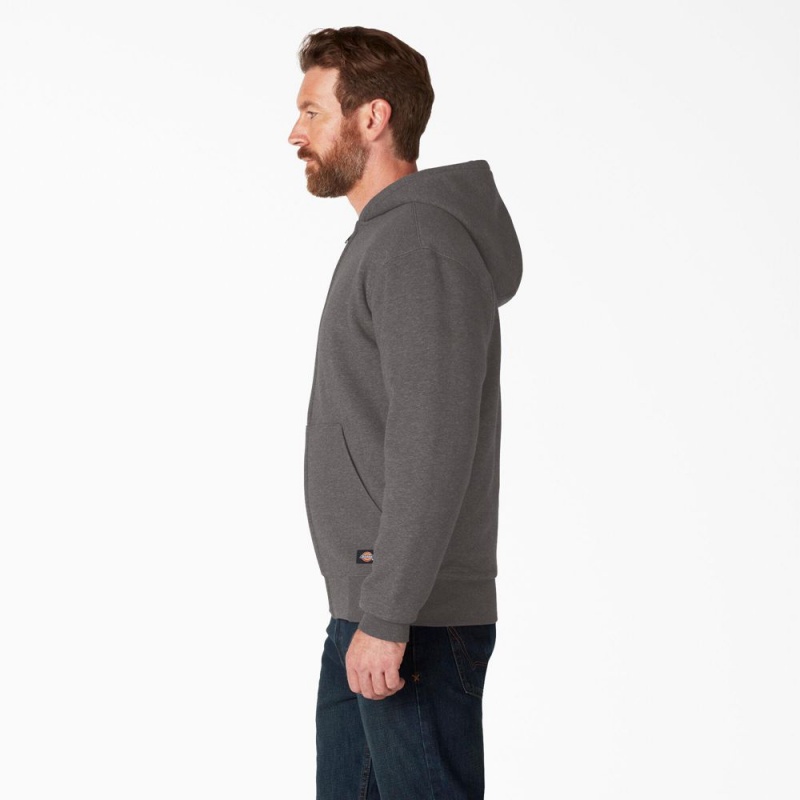 Men's Dickies High Pile Fleece Lined Full Zip Hoodie Grey | 530487VXC