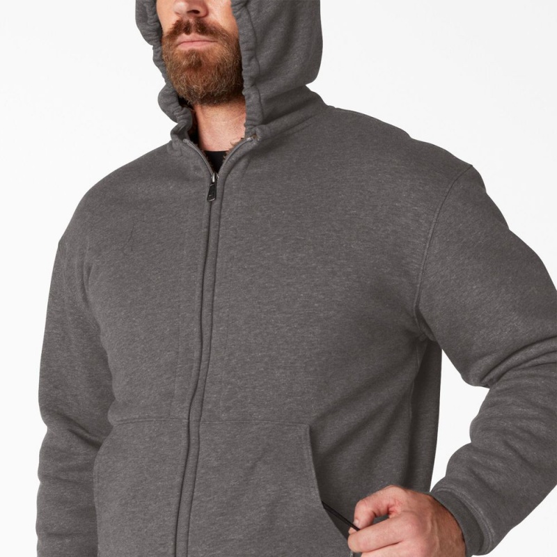 Men's Dickies High Pile Fleece Lined Full Zip Hoodie Grey | 530487VXC