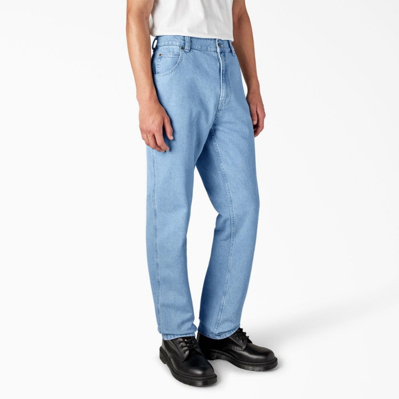 Men's Dickies Houston Relaxed Fit Jeans Blue | 240975RHY