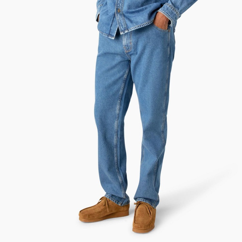 Men's Dickies Houston Relaxed Fit Jeans Blue | 592106GIP