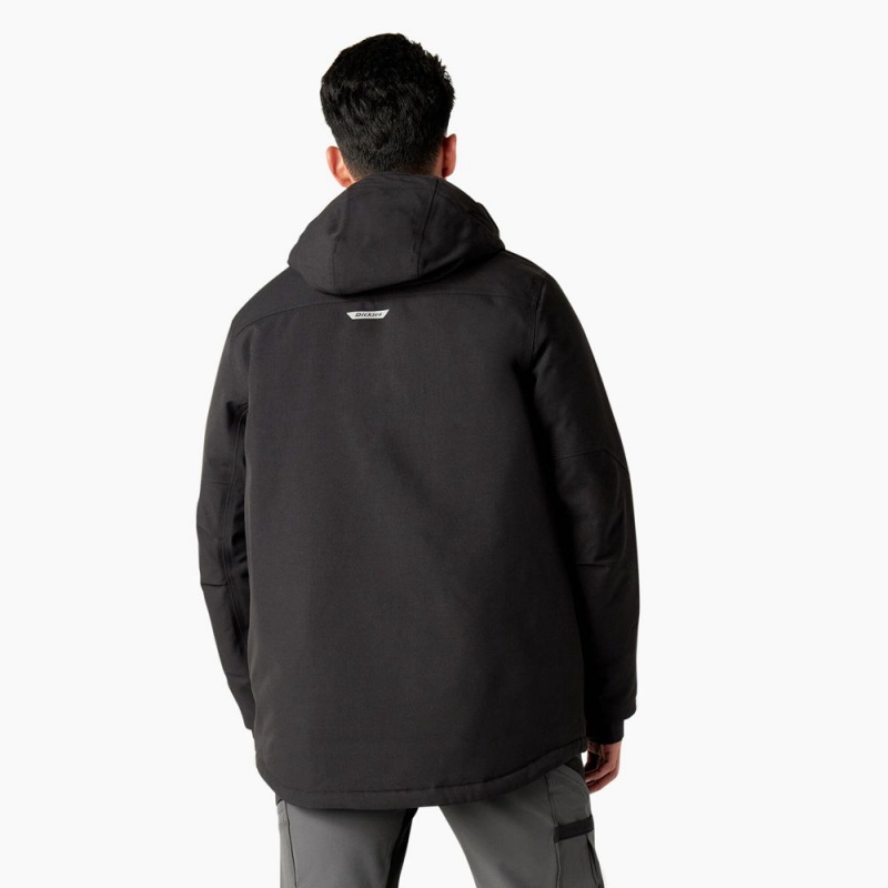 Men's Dickies Insulated Parka Jacket Black | 560789SMW