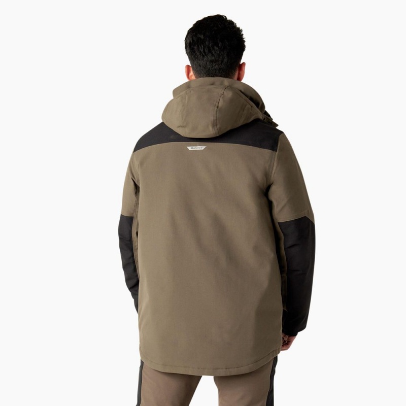 Men's Dickies Insulated Parka Jacket Brown | 670124LRZ