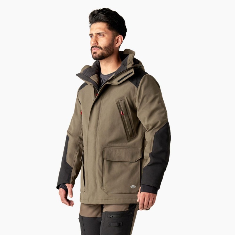 Men's Dickies Insulated Parka Jacket Brown | 670124LRZ