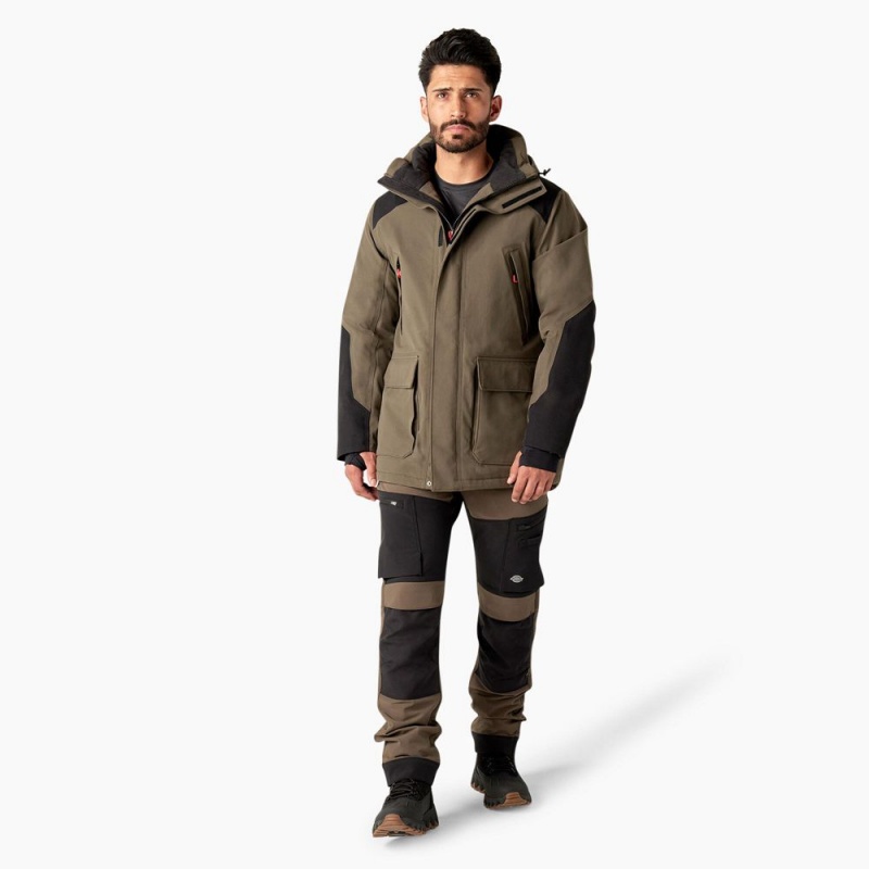 Men's Dickies Insulated Parka Jacket Brown | 670124LRZ