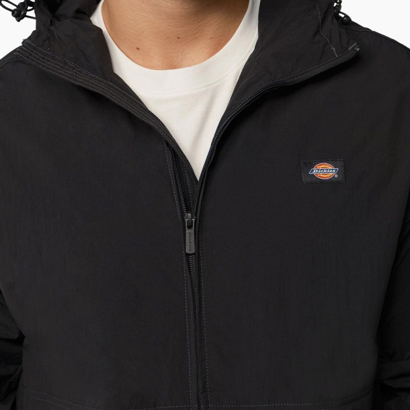 Men's Dickies Jackson Windbreaker Jacket Black | 134975TXM