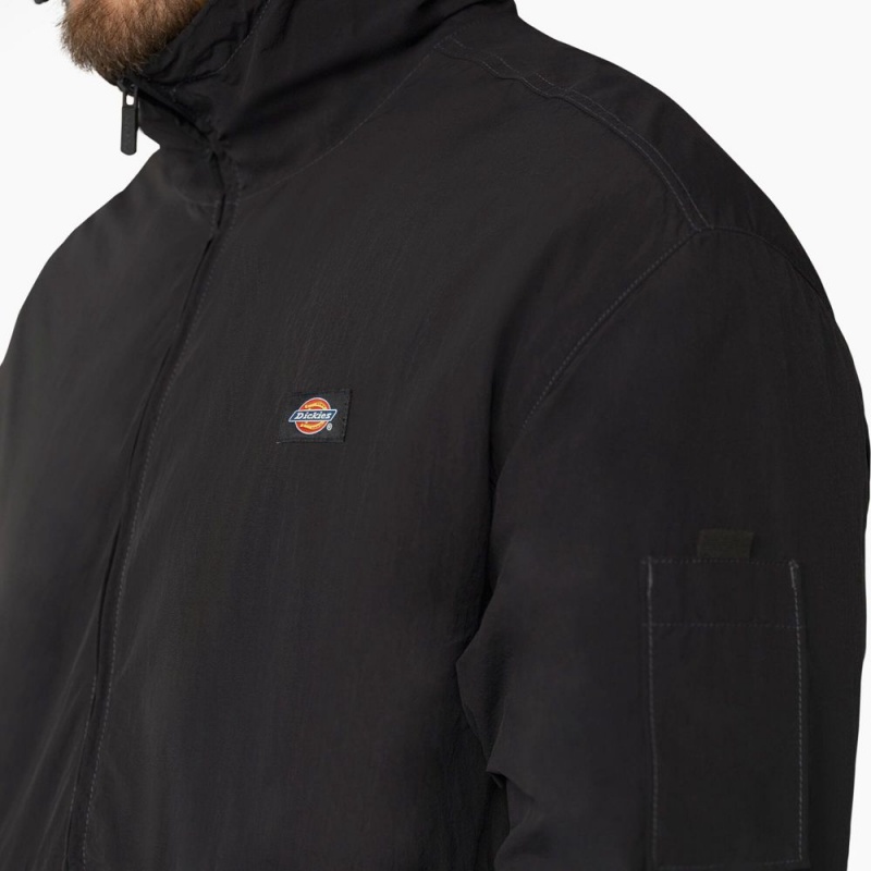 Men's Dickies Jackson Windbreaker Jacket Black | 134975TXM