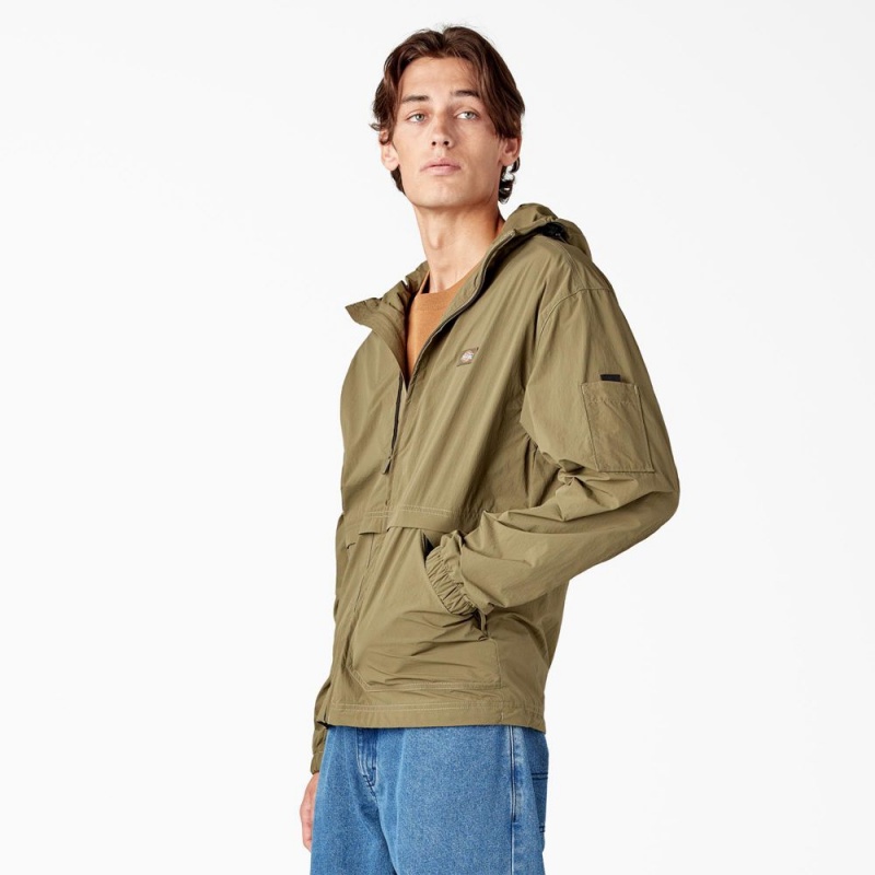 Men's Dickies Jackson Windbreaker Jacket Green | 815296HEQ